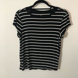 american eagle black and white striped tee